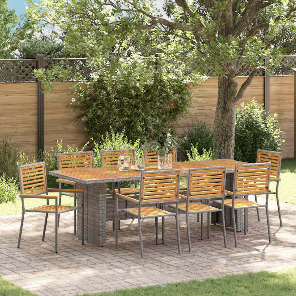 vidaXL Salon de jardin 9 pcs Gris et Marron 240 x 90 x 75 cm
