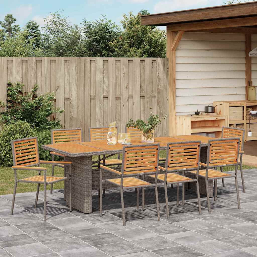 vidaXL Salon de jardin 9 pcs Gris et Marron 240 x 90 x 75 cm