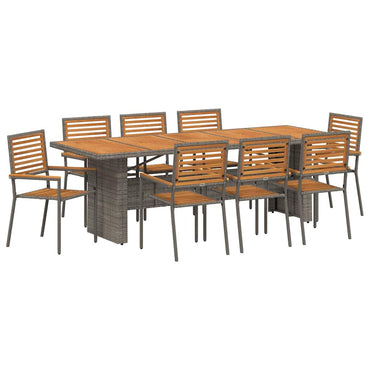 vidaXL Salon de jardin 9 pcs Gris et Marron 240 x 90 x 75 cm