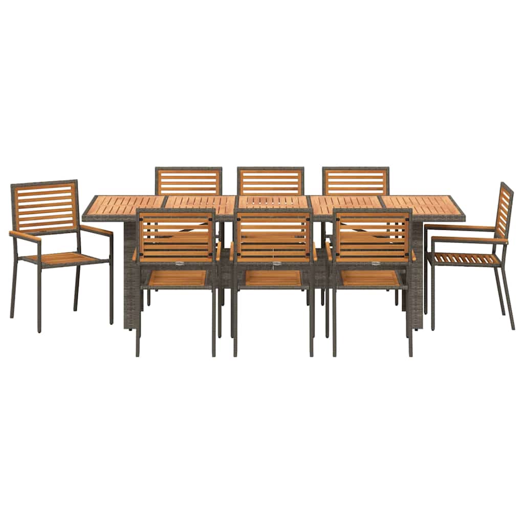 vidaXL Salon de jardin 9 pcs Gris et Marron 240 x 90 x 75 cm