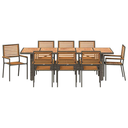 vidaXL Salon de jardin 9 pcs Gris et Marron 240 x 90 x 75 cm