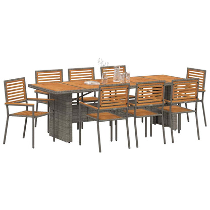 vidaXL Salon de jardin 9 pcs Gris et Marron 240 x 90 x 75 cm