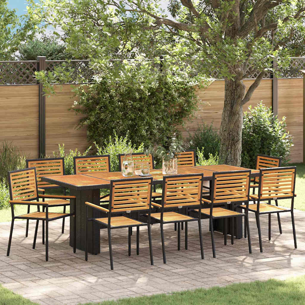 vidaXL Salon de jardin 11 pcs Noir et marron résine tressée