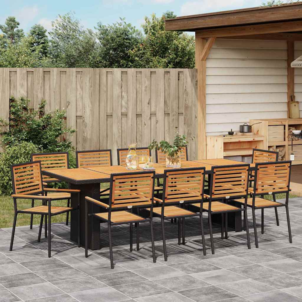 vidaXL Salon de jardin 11 pcs Noir et marron résine tressée