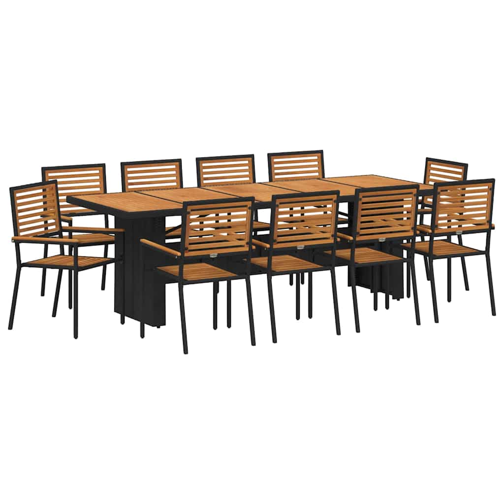 vidaXL Salon de jardin 11 pcs Noir et marron résine tressée