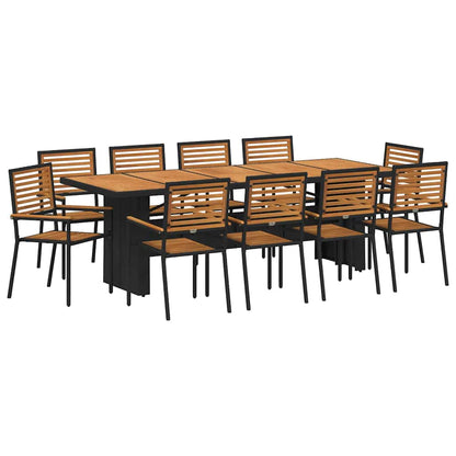 vidaXL Salon de jardin 11 pcs Noir et marron résine tressée