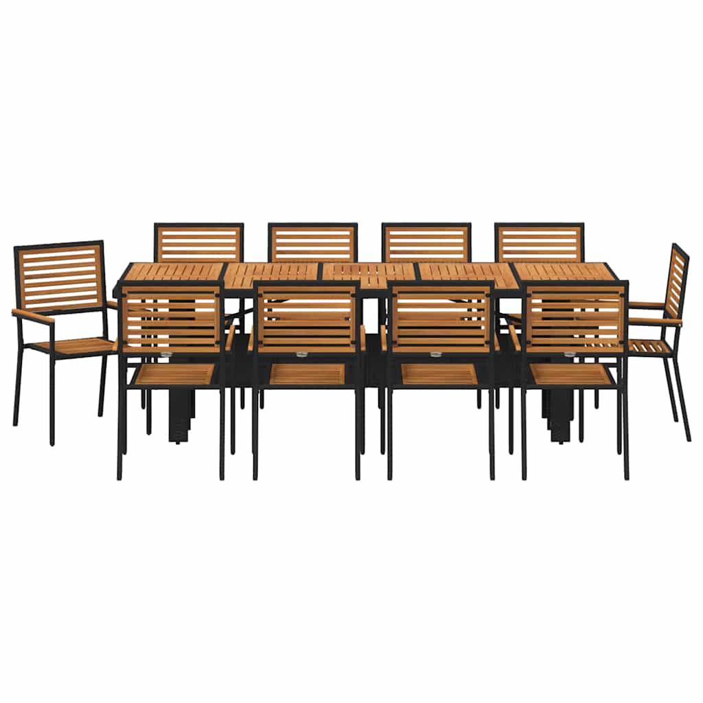 vidaXL Salon de jardin 11 pcs Noir et marron résine tressée