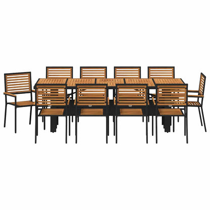vidaXL Salon de jardin 11 pcs Noir et marron résine tressée