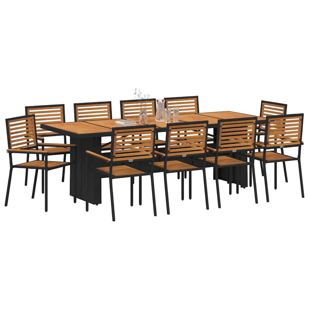 vidaXL Salon de jardin 11 pcs Noir et marron résine tressée