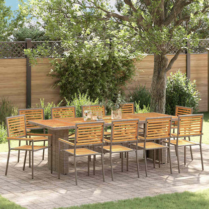 vidaXL Ensemble de salle à manger de jardin 11 pcs gris 240 x 90 x 75 cm résine tressée