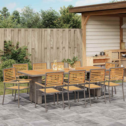 vidaXL Ensemble de salle à manger de jardin 11 pcs gris 240 x 90 x 75 cm résine tressée