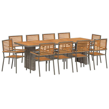 vidaXL Ensemble de salle à manger de jardin 11 pcs gris 240 x 90 x 75 cm résine tressée