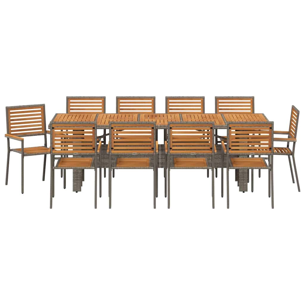 vidaXL Ensemble de salle à manger de jardin 11 pcs gris 240 x 90 x 75 cm résine tressée