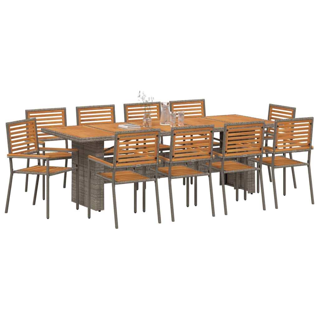 vidaXL Ensemble de salle à manger de jardin 11 pcs gris 240 x 90 x 75 cm résine tressée