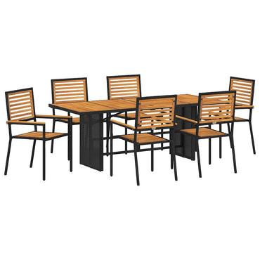 vidaXL Salon de jardin 7 pcs Noir et marron résine tressée