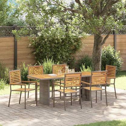 vidaXL Salon de jardin à dîner 7 pcs Gris et marron Résine tressée