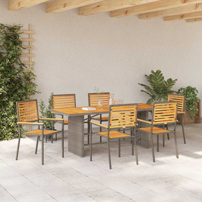 vidaXL Salon de jardin à dîner 7 pcs Gris et marron Résine tressée