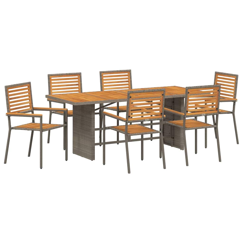 vidaXL Salon de jardin à dîner 7 pcs Gris et marron Résine tressée