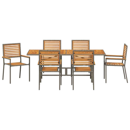 vidaXL Salon de jardin à dîner 7 pcs Gris et marron Résine tressée