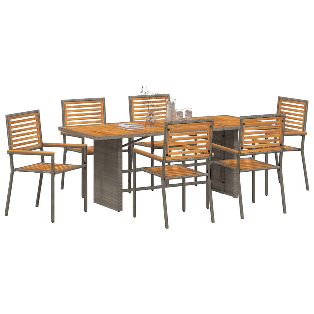 vidaXL Salon de jardin à dîner 7 pcs Gris et marron Résine tressée