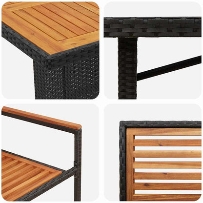vidaXL Salon de jardin à dîner 9 pcs noir et marron résine tressée