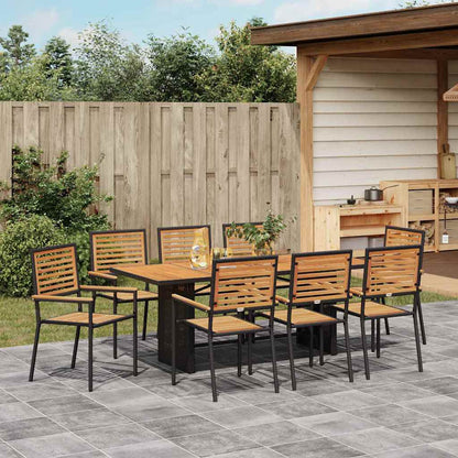 vidaXL Salon de jardin à dîner 9 pcs noir et marron résine tressée