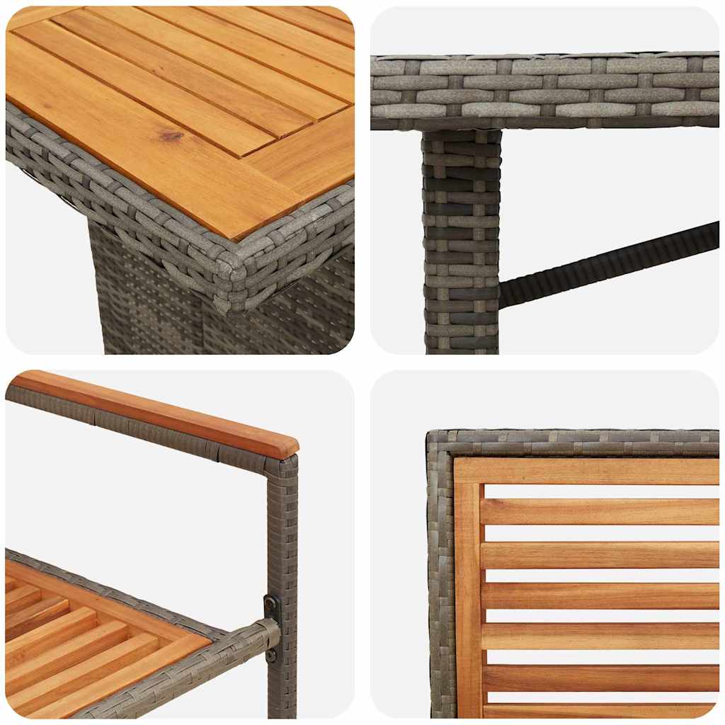 Garten Essgruppe 9 pcs Grau und Braun Poly-Rattan