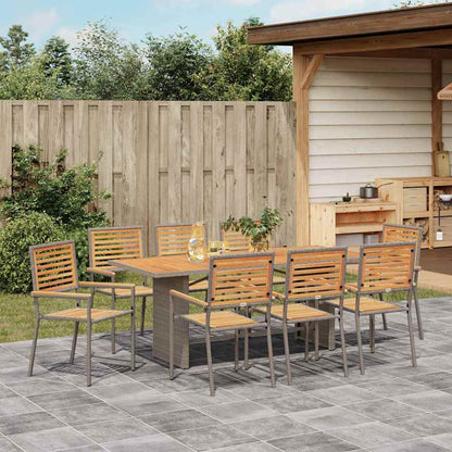 Garten Essgruppe 9 pcs Grau und Braun Poly-Rattan