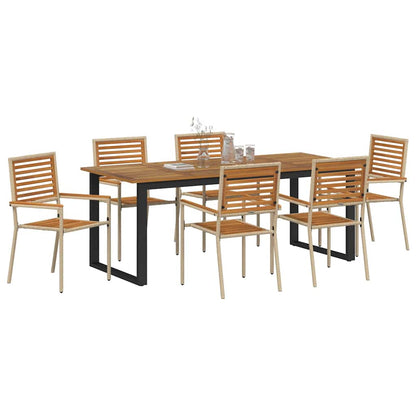 Garten Essgruppe 7 pcs Beige Massivholz Akazie