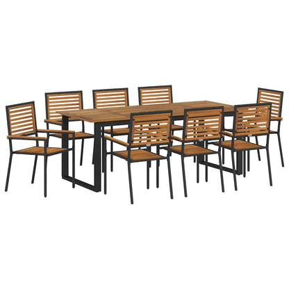Garten Essgruppe 9 pcs Schwarz Massivholz Akazie