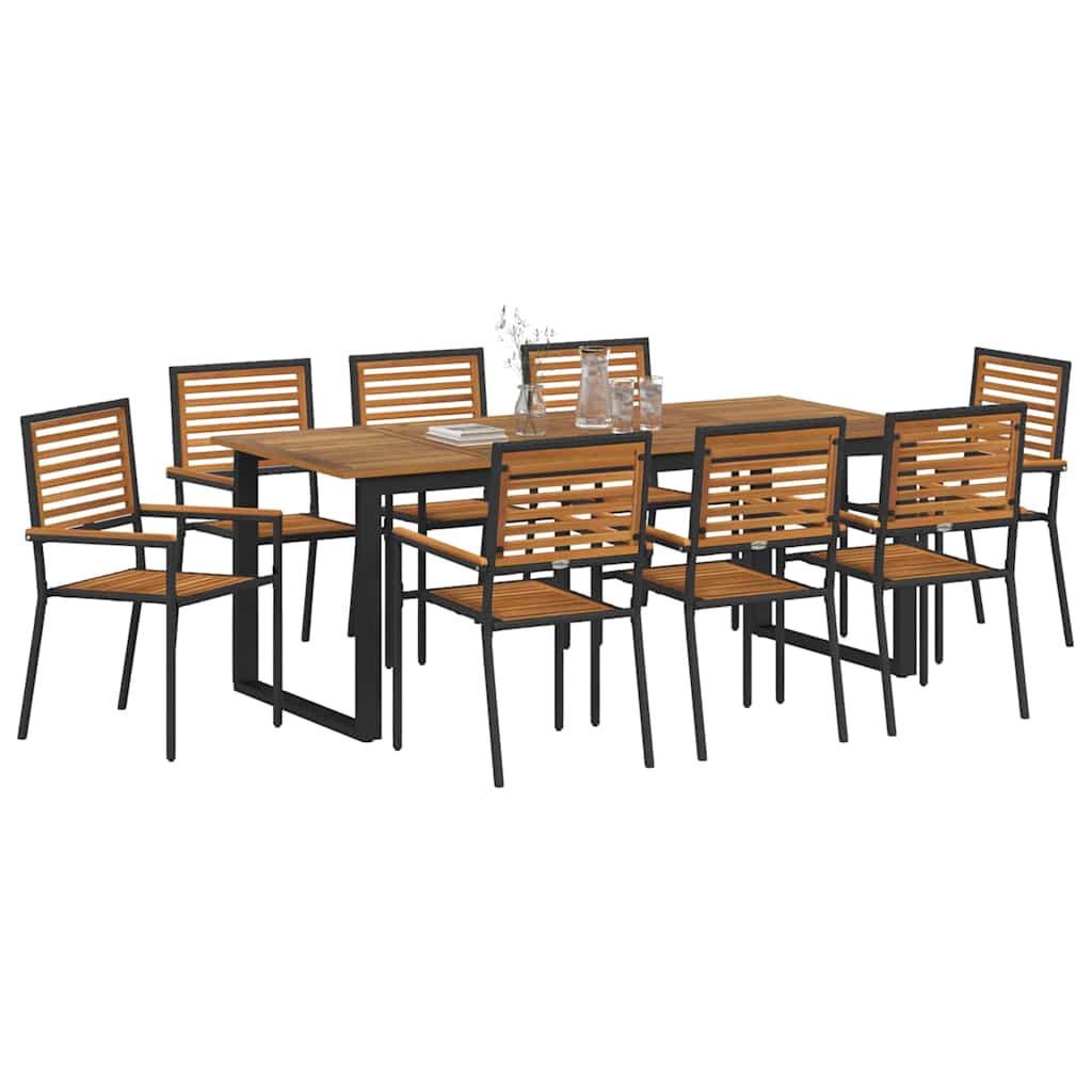 Garten Essgruppe 9 pcs Schwarz Massivholz Akazie