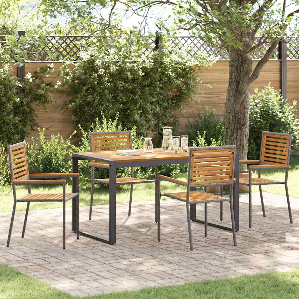 Garten Essgruppe 5 pcs Grau und Braun Poly-Rattan