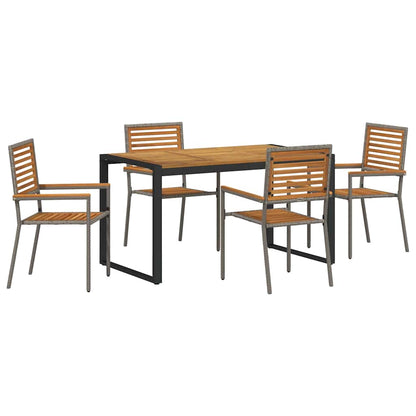 Garten Essgruppe 5 pcs Grau und Braun Poly-Rattan