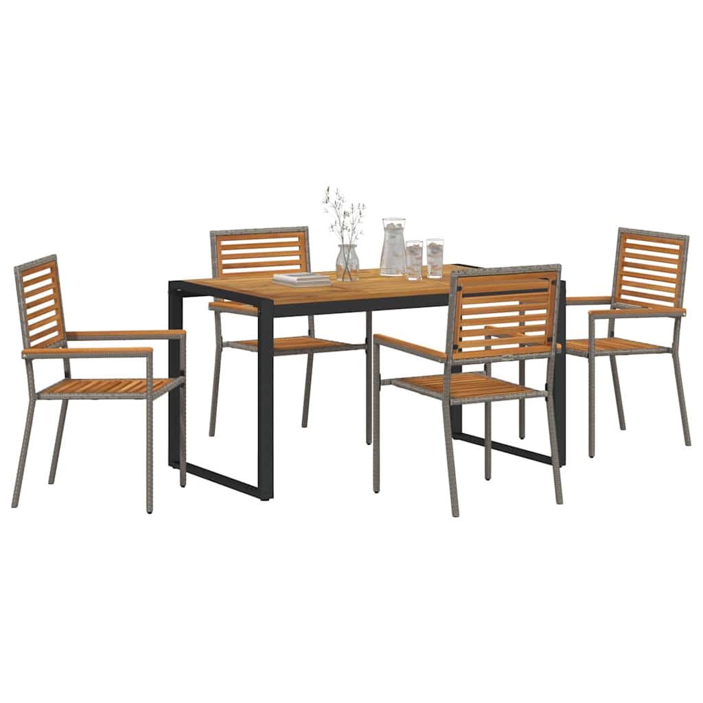 Garten Essgruppe 5 pcs Grau und Braun Poly-Rattan