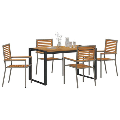 Garten Essgruppe 5 pcs Grau und Braun Poly-Rattan