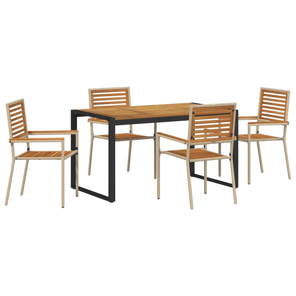 Garten Essgruppe 5 pcs Beige und Braun Poly-Rattan