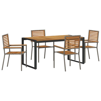 Garten Essgruppe 5 pcs Grau und Braun Poly-Rattan