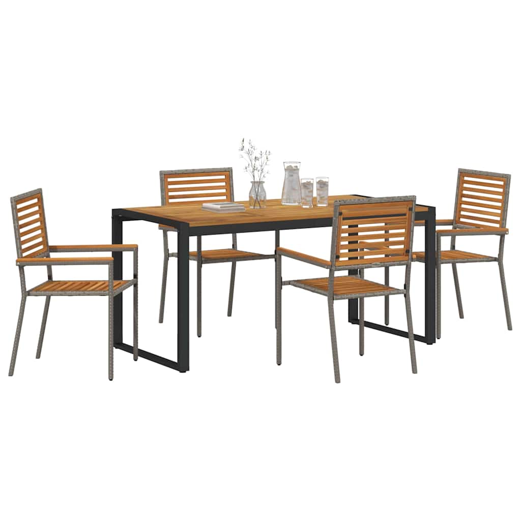 Garten Essgruppe 5 pcs Grau und Braun Poly-Rattan