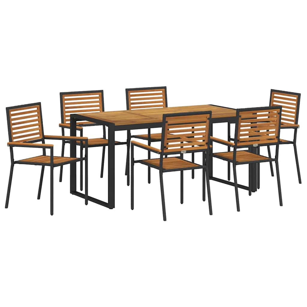 Garten Essgruppe 7 pcs Schwarz und Braun Poly-Rattan