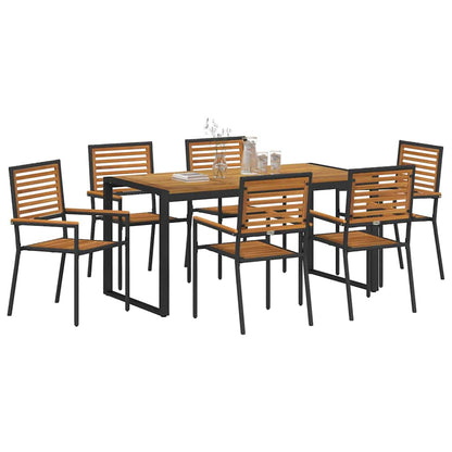 Garten Essgruppe 7 pcs Schwarz und Braun Poly-Rattan