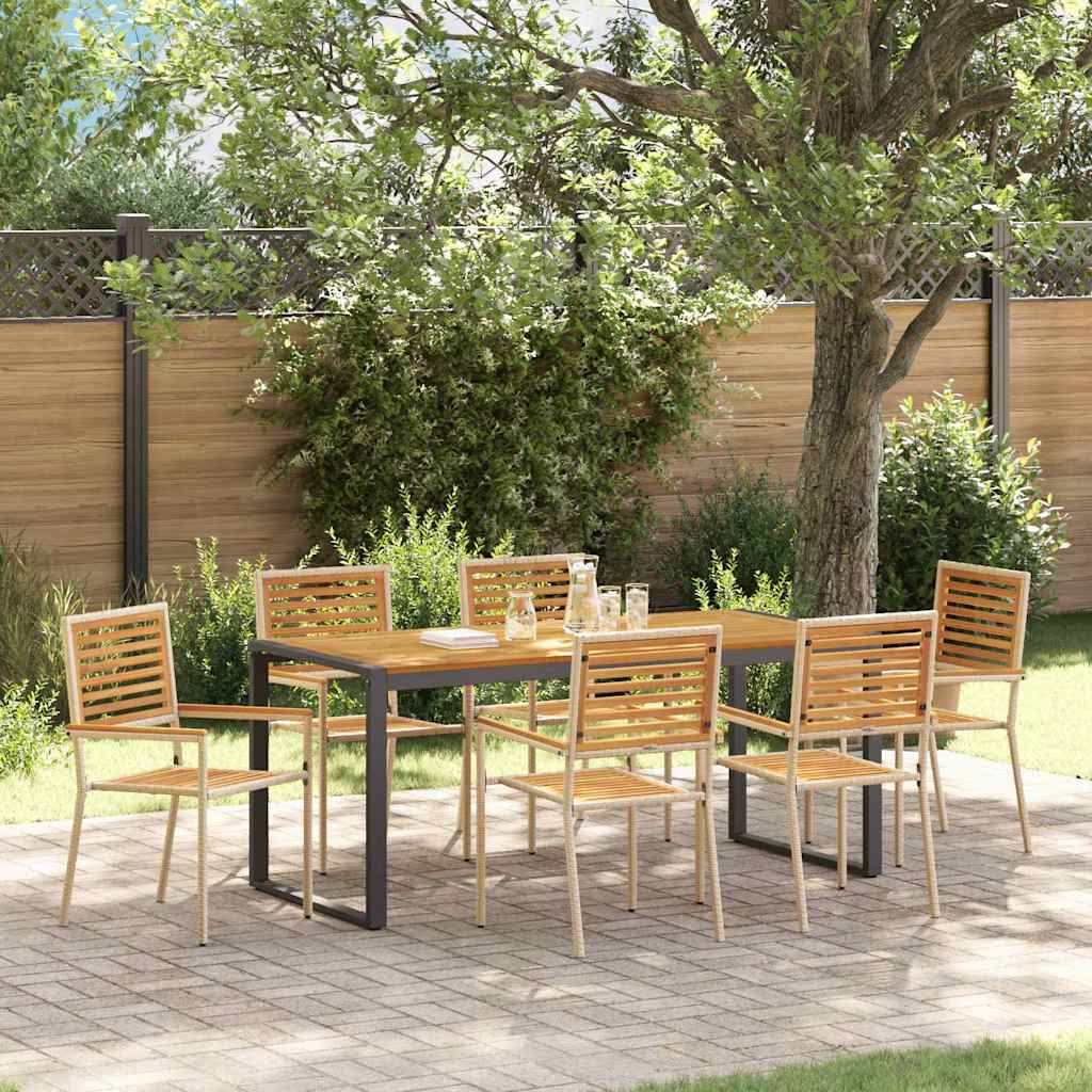 Garten Essgruppe 7 pcs Beige und Braun Poly-Rattan