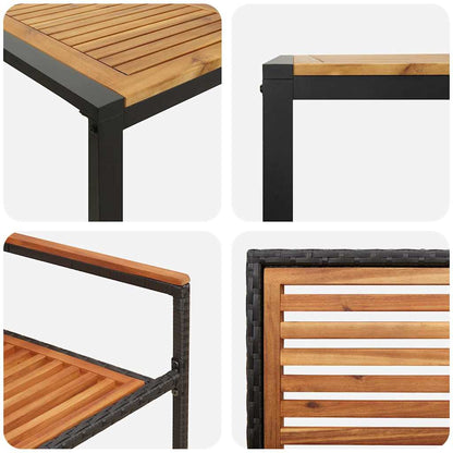 vidaXL Garten Essgruppe 7 pcs Schwarz und Braun Poly-Rattan