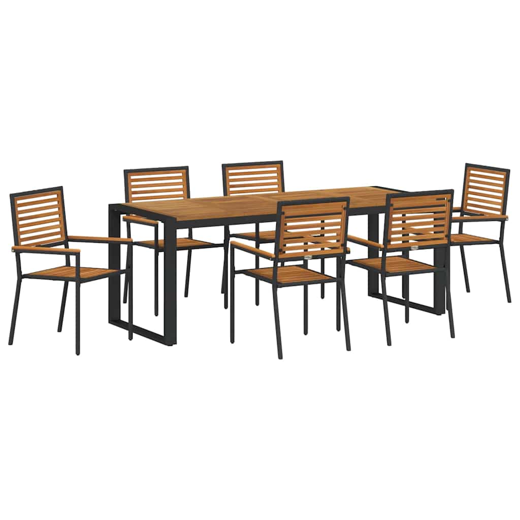 vidaXL Garten Essgruppe 7 pcs Schwarz und Braun Poly-Rattan