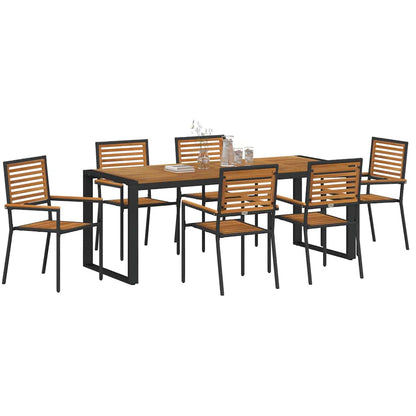 vidaXL Garten Essgruppe 7 pcs Schwarz und Braun Poly-Rattan