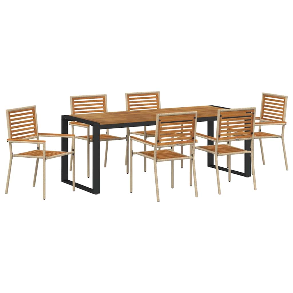 vidaXL Garten Essgruppe 7 pcs Beige und Braun Poly-Rattan