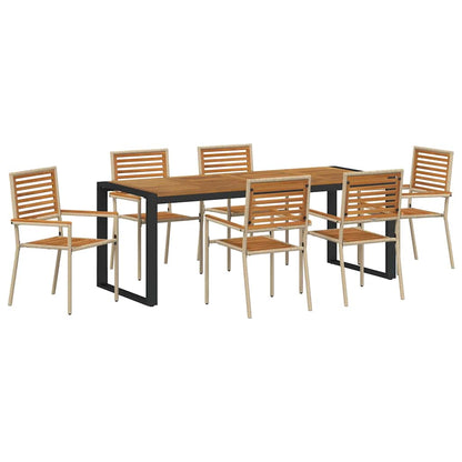 vidaXL Garten Essgruppe 7 pcs Beige und Braun Poly-Rattan