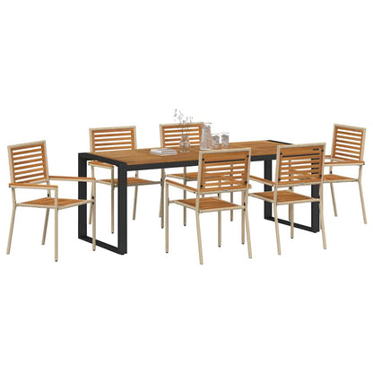 vidaXL Garten Essgruppe 7 pcs Beige und Braun Poly-Rattan