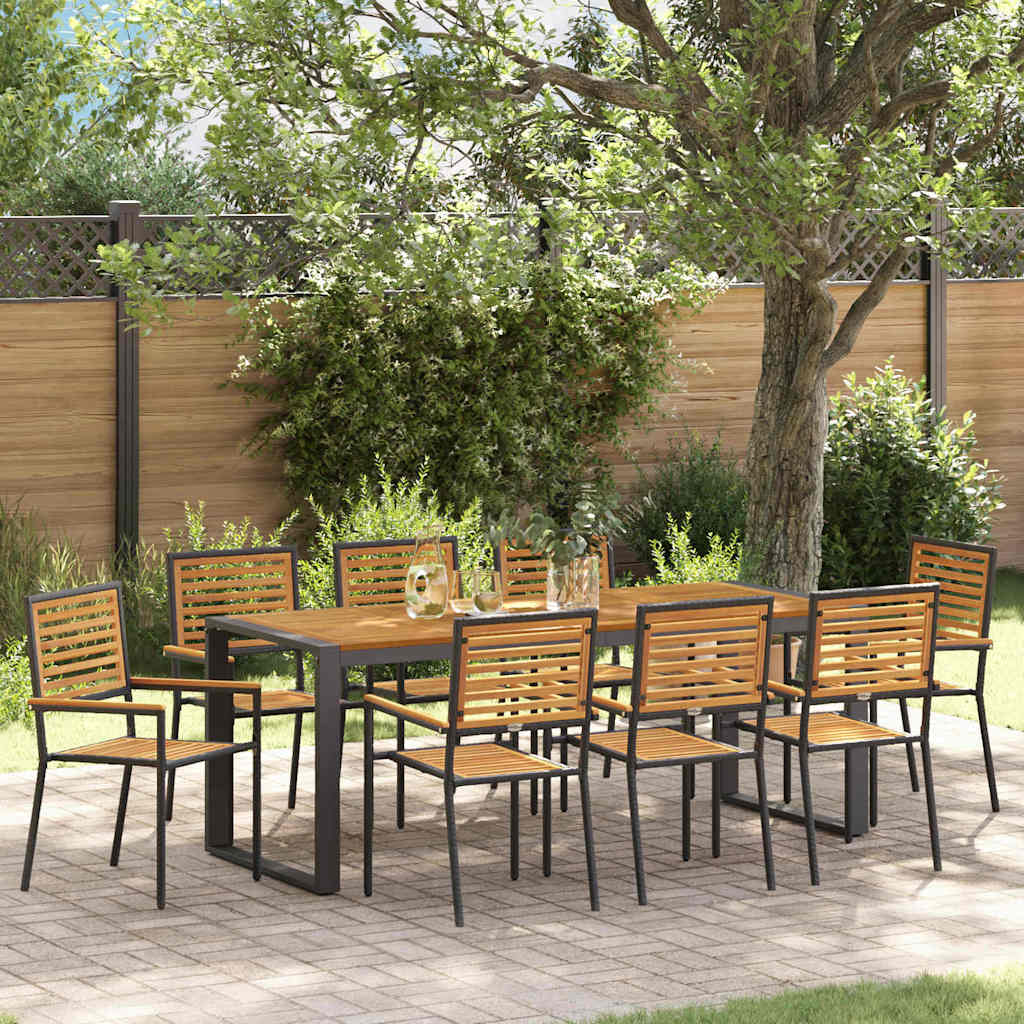 Garten Essgruppe 9 pcs Schwarz und Braun Poly-Rattan