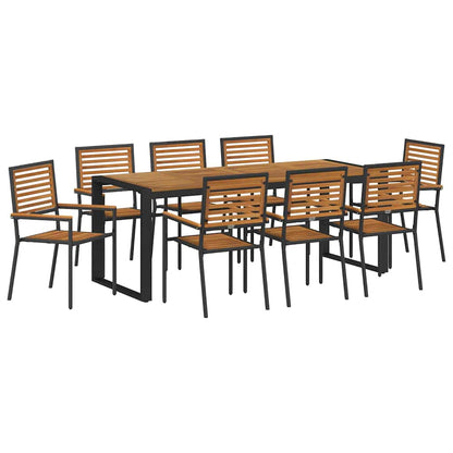 Garten Essgruppe 9 pcs Schwarz und Braun Poly-Rattan