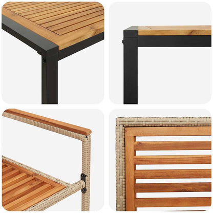 vidaXL Garten Essgruppe 9 pcs Beige und Braun Poly-Rattan